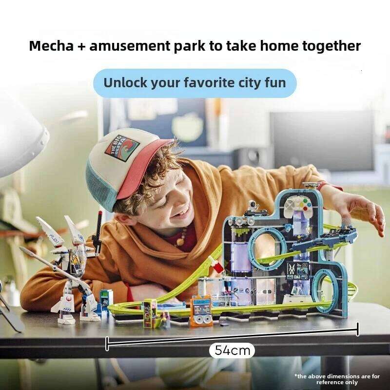 MOC 986Pcs City Series Robot World Roller Coaster Amusement Park Building Blocks Bricks Toy For Kids Boys Christmas Gift Z260306