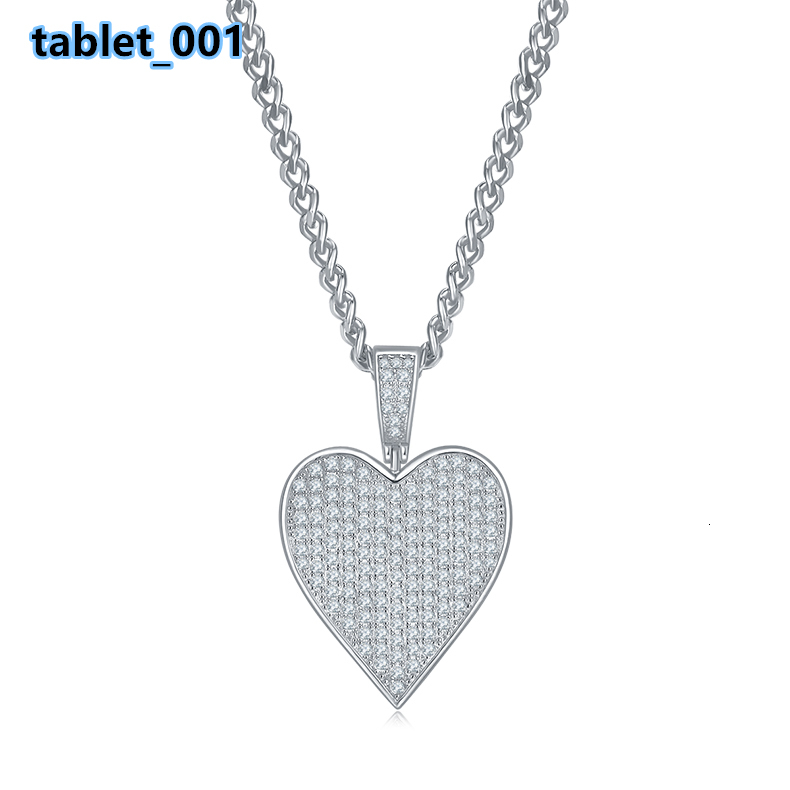Heart Hip Hop Necklace with S925 Silver Pendant Set with Moissanite