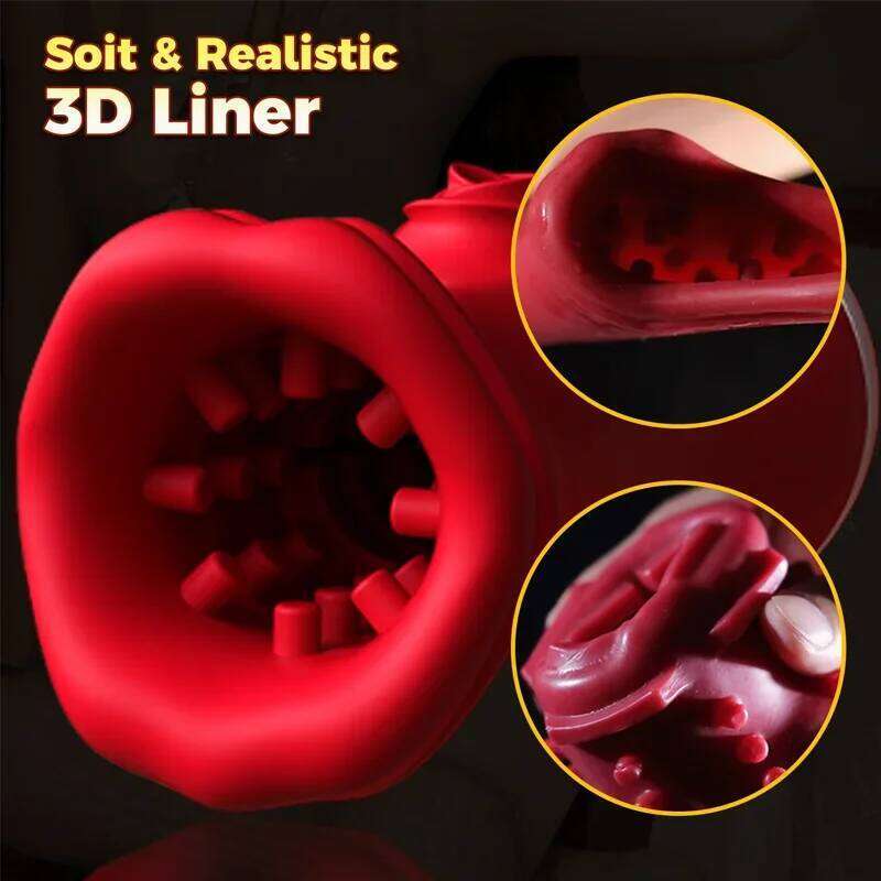 2 in 1 Deep Throat Sucking Male Mastubator Tongue Licking Glans Stimulator Penis Training Cup Peni Vibrator Sex Toys for Men W260305