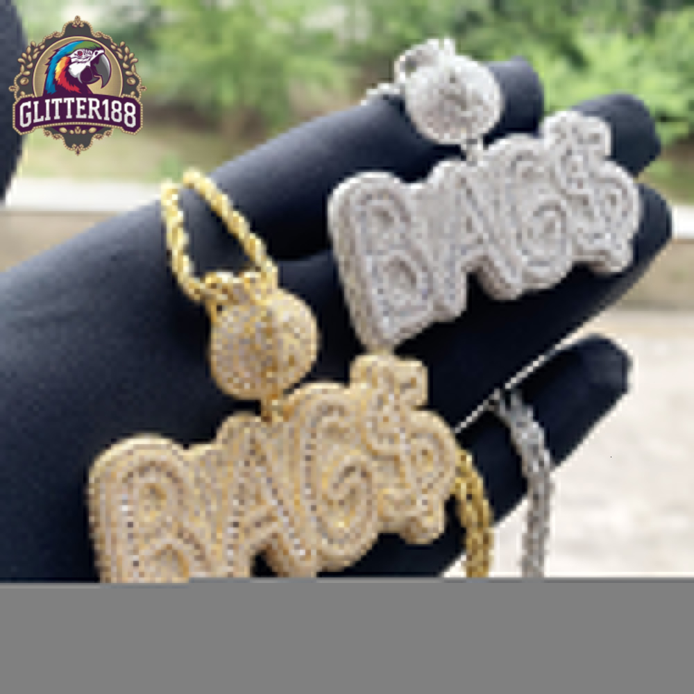 Promotion Iced Out Bling Silver Gold Colors Hip Hop Jewelry Micro Pave vvs moissanite Letter Dollar Money Bag Mens Pendant