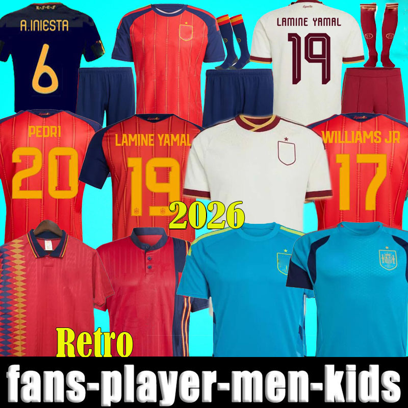 2025 2026 Spains soccer jersey men kids RAMOS PEDRI LAMINE YAMAL spain retro 1996 1994 2010 RAUL XAVI LUIS ENSRIQUE ALONSO Iniesta PUYOL PIQUE David Villa 08 2012 2002