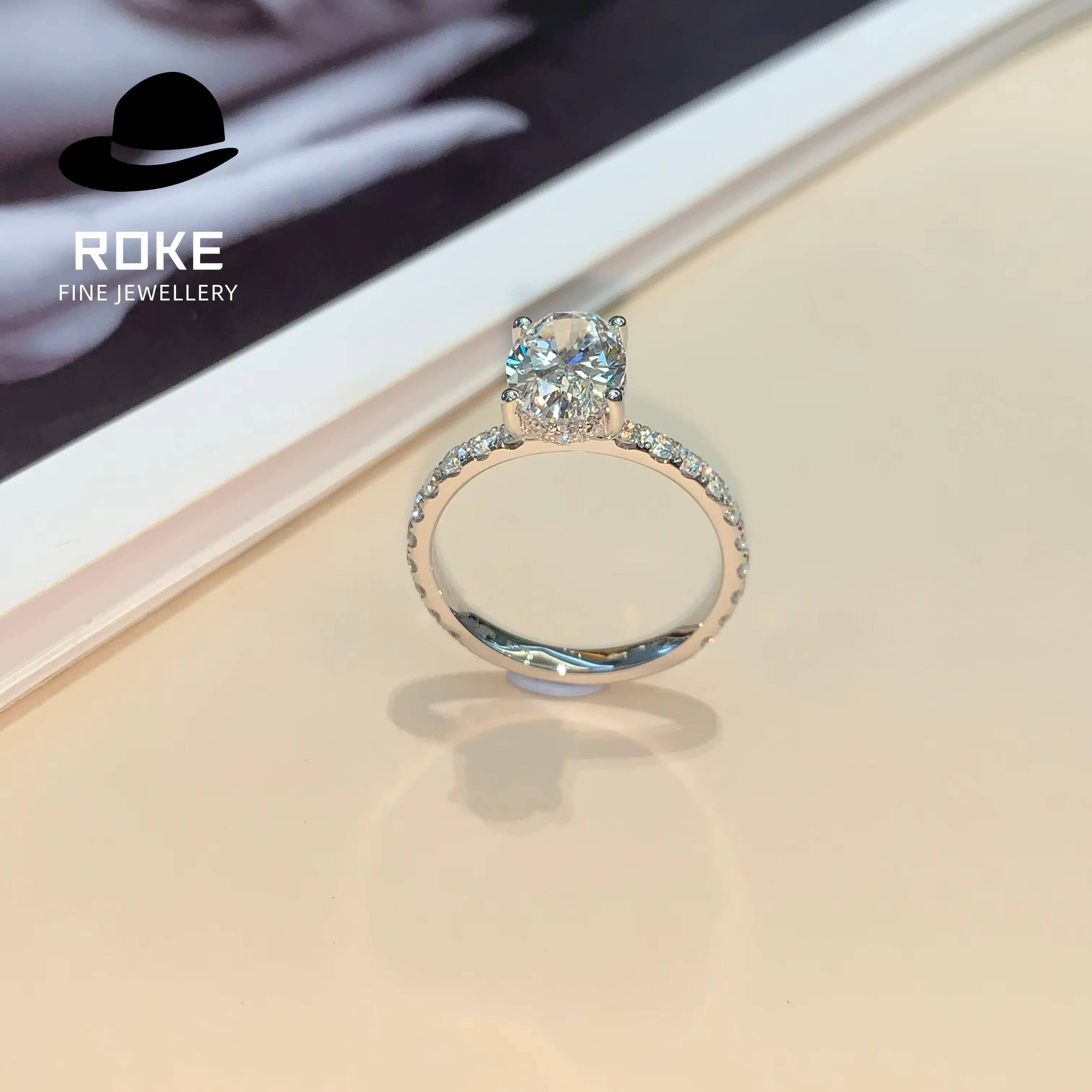 9K-18K Gold Oval Lab Diamond Ring Set 1-5ct IGI/GIA Certified - Bridal Wedding Jewelry