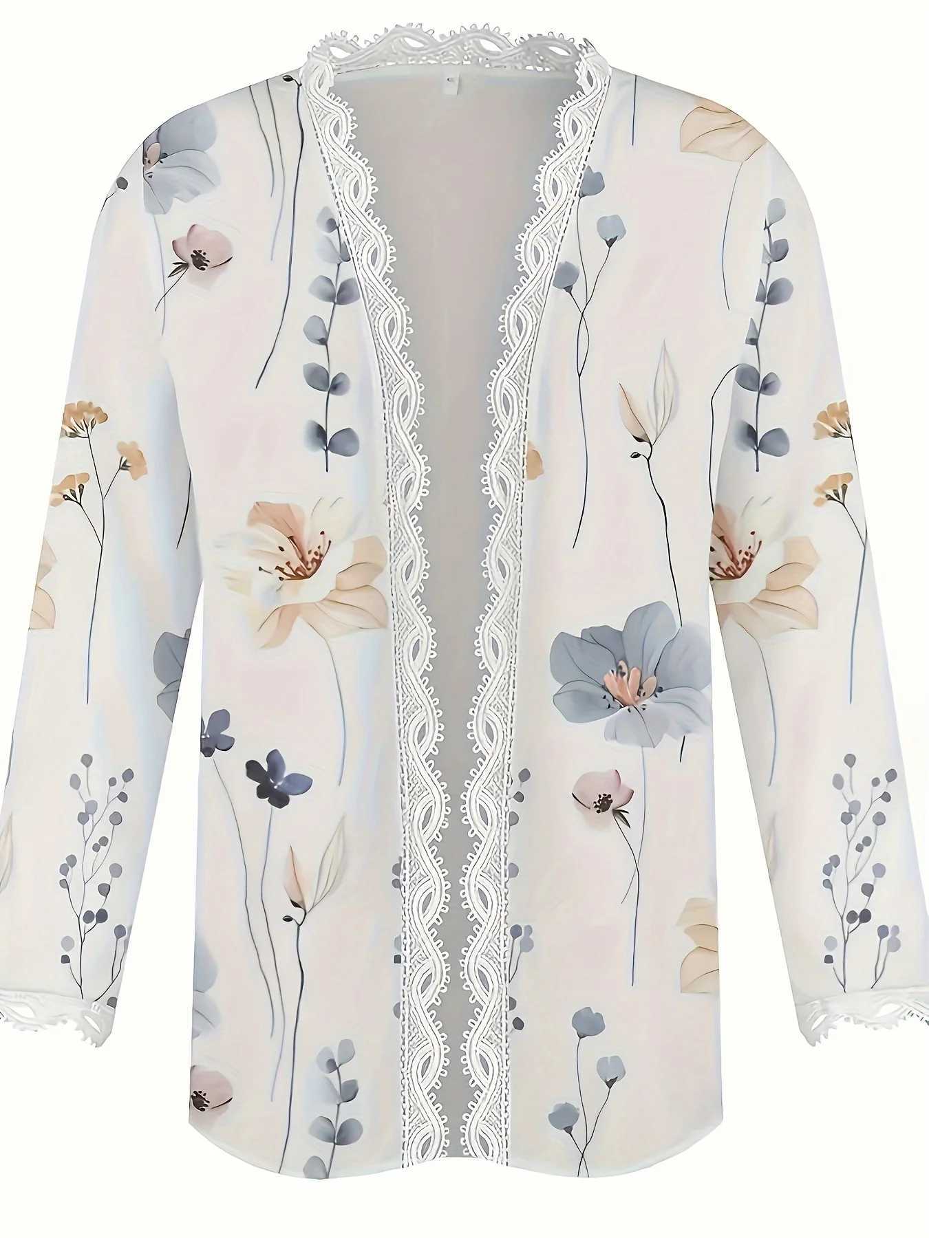 Spring and autumn 2025 oversized long-sleeve cardigan for women floral pattern casual polyester M260306