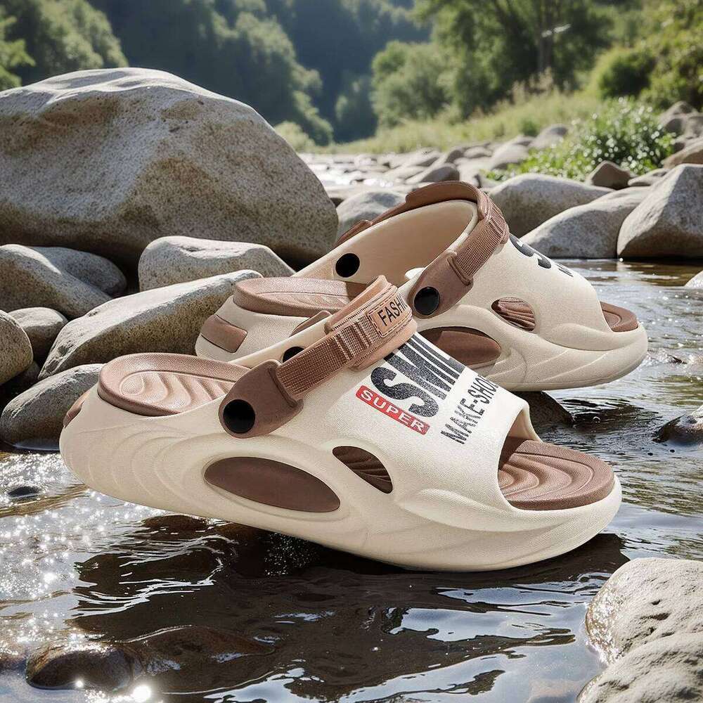 Litfun Thick Sole Summer Beach Bathroom Anti Slip Slipper Men Sport Slides Ultra Soft Light Letter Slippers