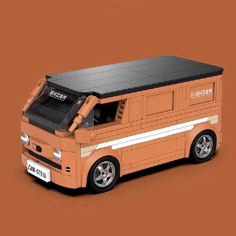336PCS Technik Orange Van Car Building Blocks Set Modular Assembled Block Vehicle Model Kit Creative Toys Adult Gifts Z260306