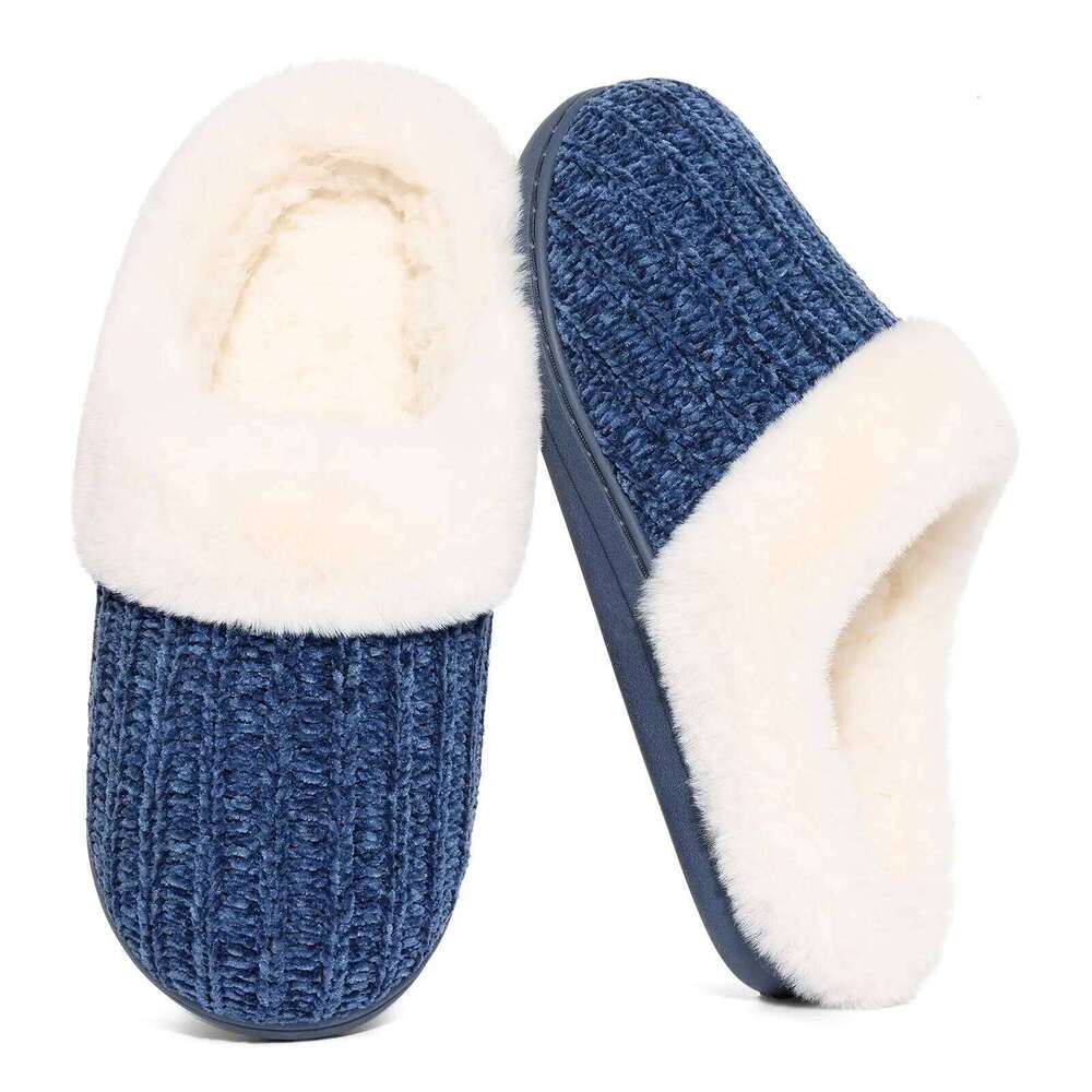 Litfun Winter Fluffy Non-slip Cozy Cotton Closed Back Indoor Slides Furry Warm Outdoor Women's Slippers