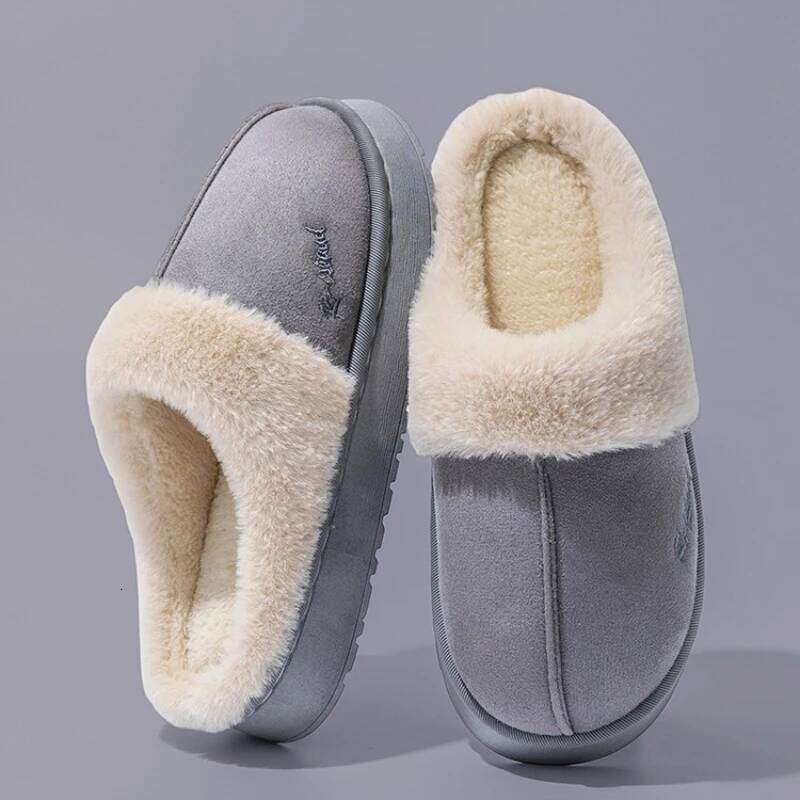 2025 Platform Fluffy Slippers Women House Flats Fashion Plush Winter Designer Shoes Ladies Home Elegant Casual Footwear