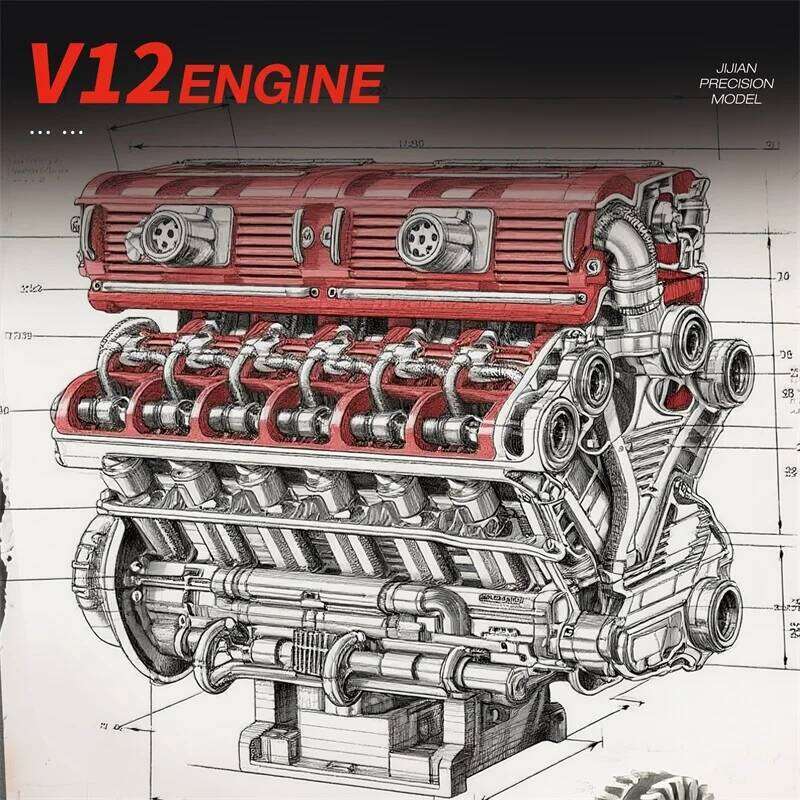 4719pcs Technical V12 Engine 3D Building Blocks Motorized Power Functions MOC Mechanical Model Creative Desktop Display Gift Z260305