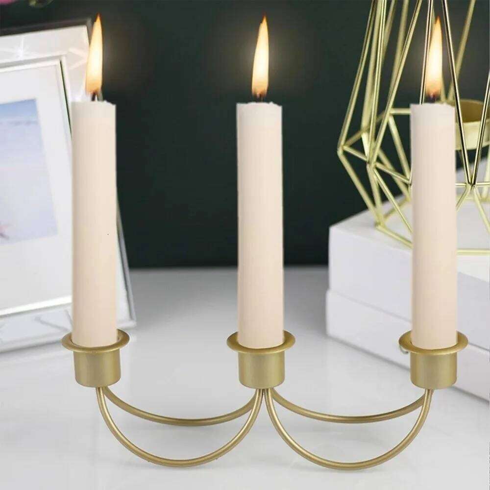 New Vintage Three Head Candlestick Minimalist Metal Stand Candle Holder Wedding XJ260305