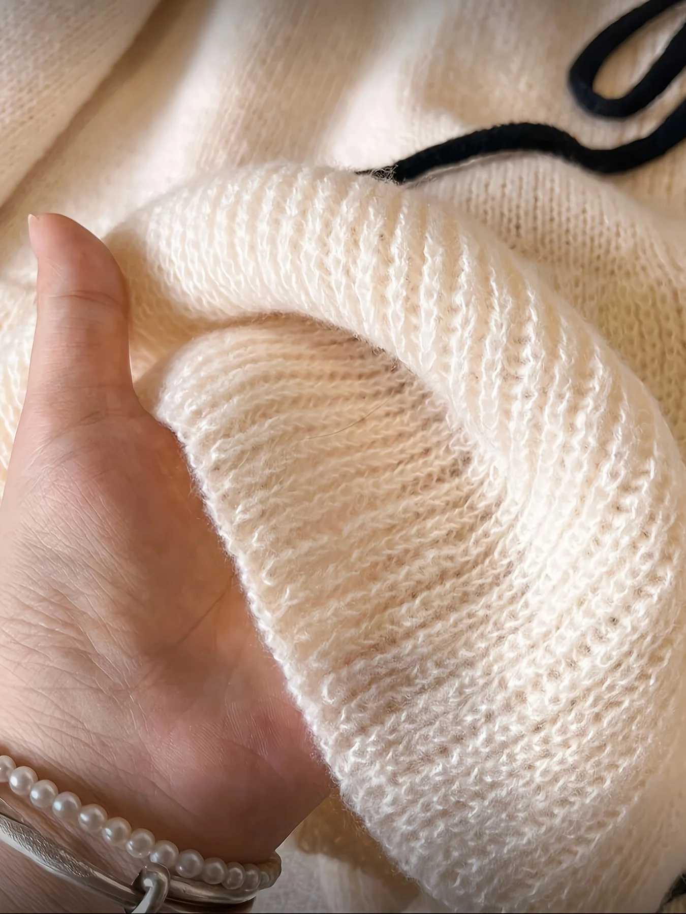 European American womens autumn and winter knitted cardigan lace-up sweater coat solid color loose long-sleeved top jacket M260306