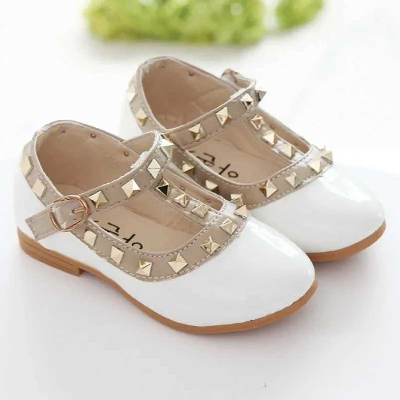 Kids Flats - Glossy Color-Block with Metallic Studs, Adjustable Strap, Non-Slip, Versatile for GirlsT260306