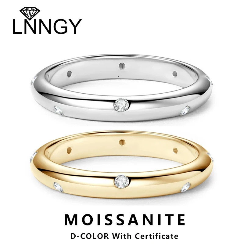 Lnngy Ring Original Certified 925 Silver Rings For Women Couples Delicate Stackable Wedding Band Jewellery 260304