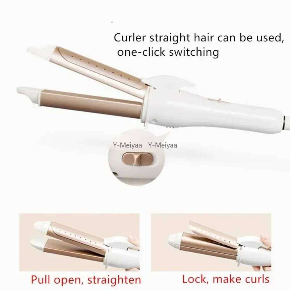 Gold Ceramic Hair Curler 3 in 1 Multifunction Curling Iron Straightener Heated Roller Professional Styling Tool 26Y0306