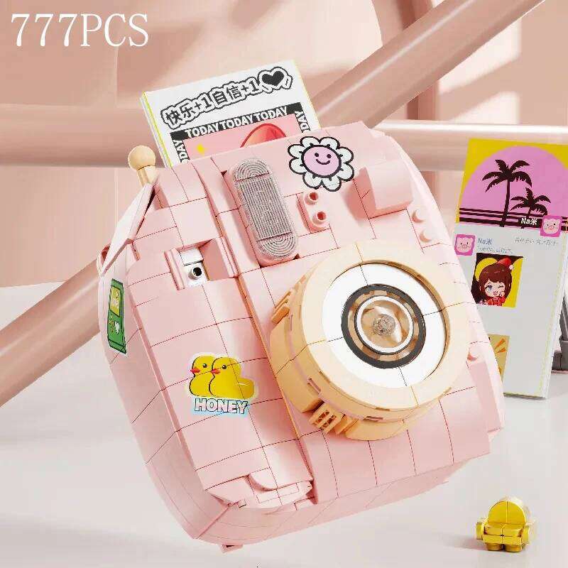 777PCS Pink Building Blocks Simulation Camera Assembly Model Bricks Set Desktop Decoration Kid Toys Birthday Gifts Z260305