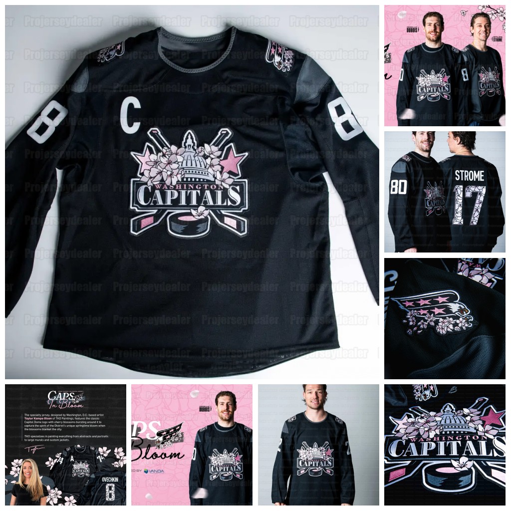 Capital 8 Alex Ovechkin 2026 Cherry Bloom Jerseys Pierre-Luc Dubois Max Pacioretty T.J. Oshie Wilsons John Carlson McMichael Nicklas Backstrom Jakub Vrana