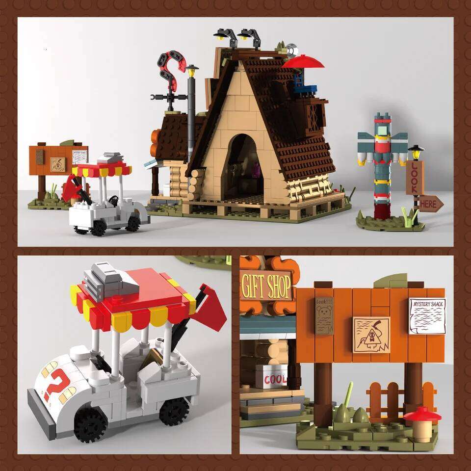 1125PCS/set Gravityed Fall House Building Block Kids Toy for Adults Gifts Farm Architecture Model Bricks Desktop Decor Ornament Z260306