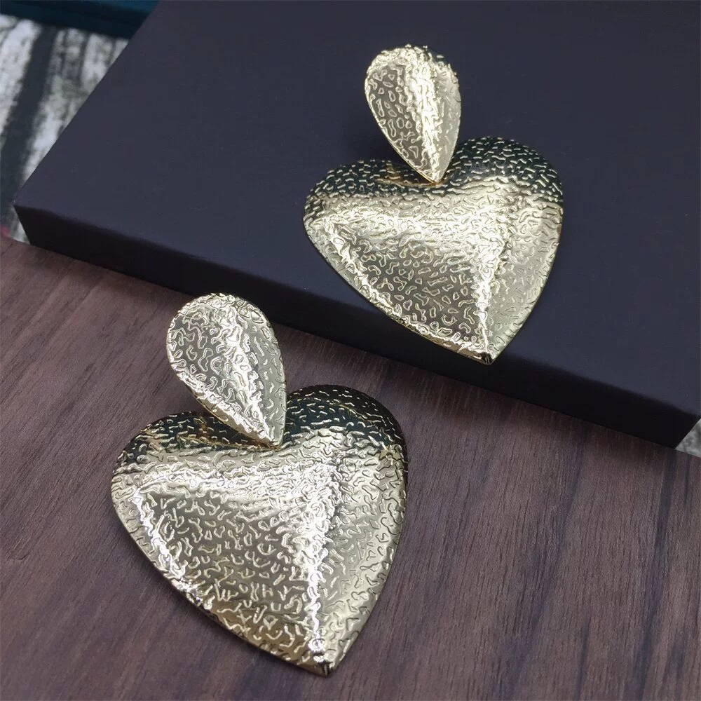 Glamorous Statement Pieces: Sparkly Giant Hearts Hoop Earrings