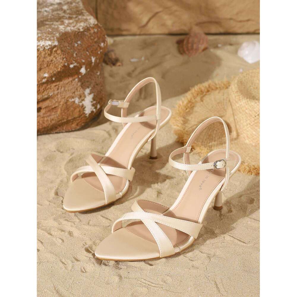 Ladies' Fashion Elegant Satin Pointed-Toe Stiletto Heels, Comfortable Simple and Versatile Thin High Heels