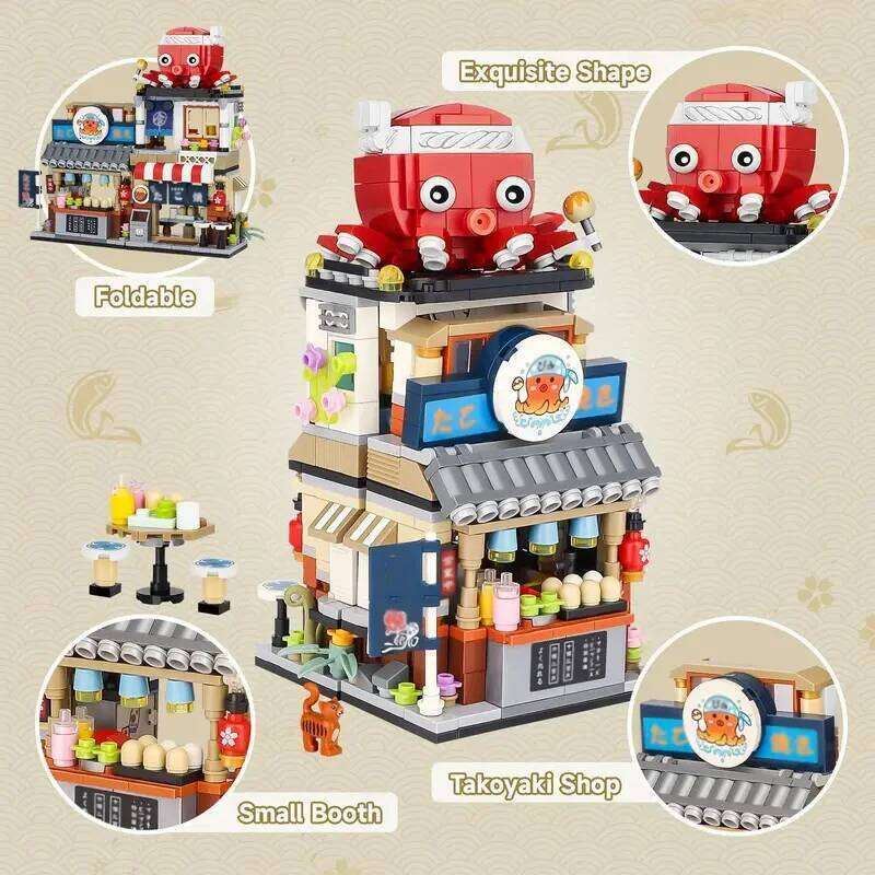 Mini Blocks City Street Takoyaki Restaurant Building Model Assembly Bricks Children's Educational Toys Gifts Z260306