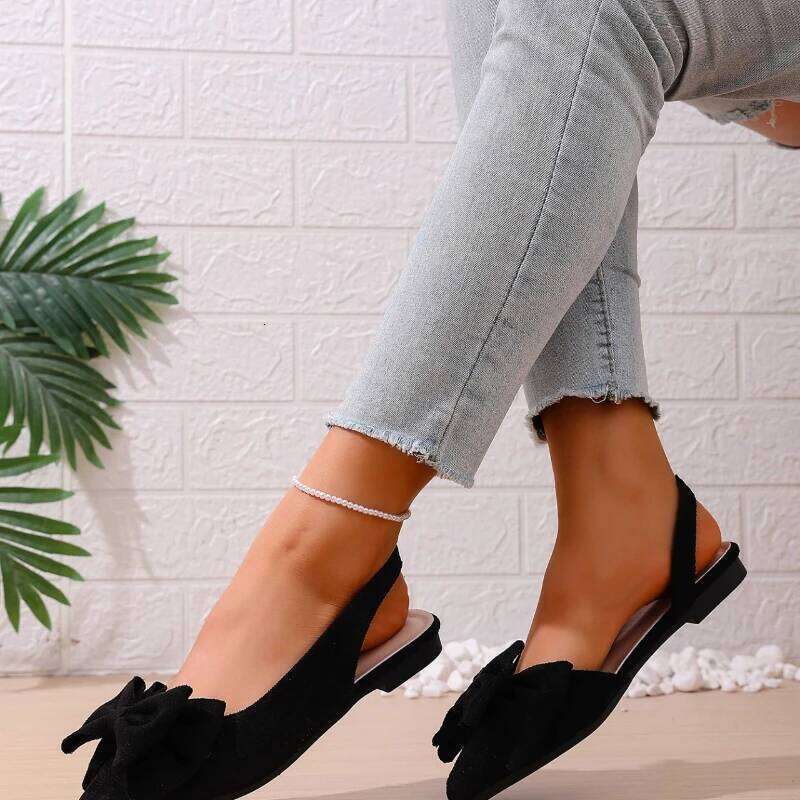 2025 Summer New Women's Bow Closed Sandals Fashionable, Casual, Easy to Wear, Bestselling Comfortable Flat Shoes