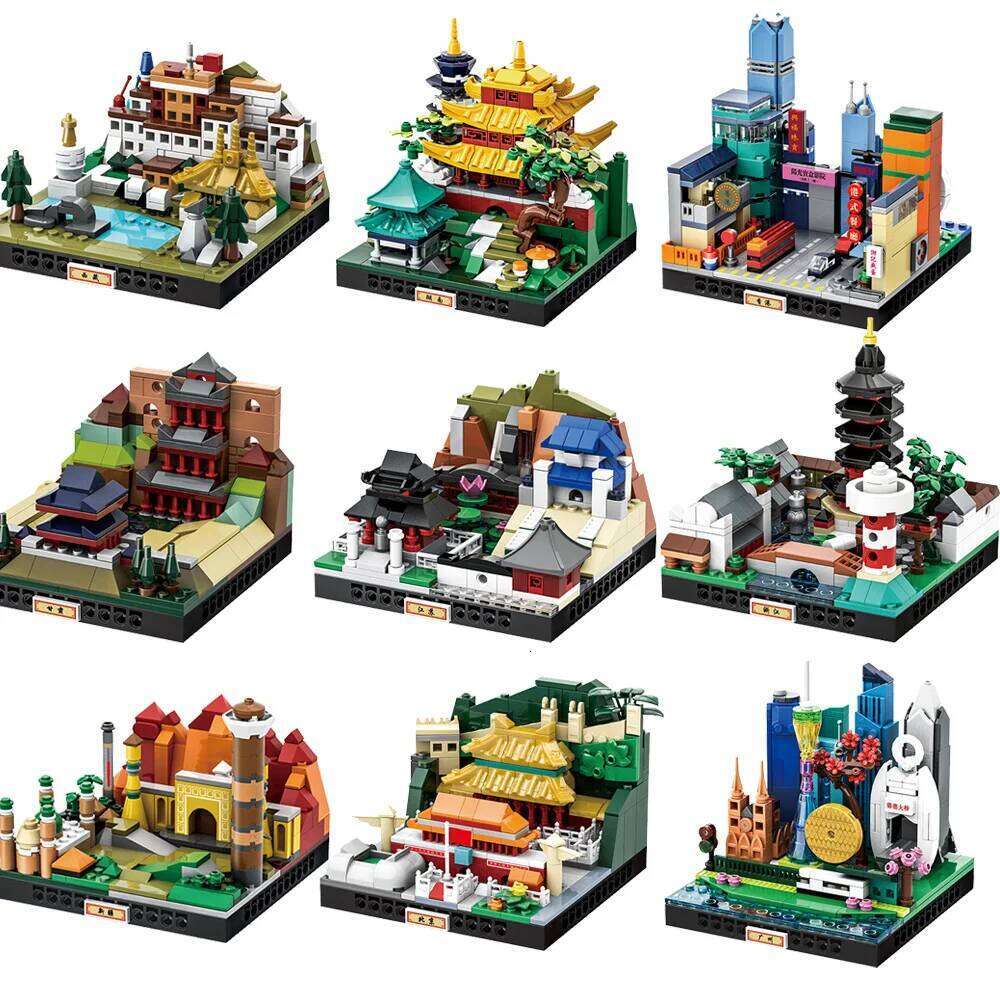 Chinese City Microcosm Building Block Mini Beijing Guang Zhou Jiang Su Architecture Model Assembled Bricks Toy For Decor Gift Z260306