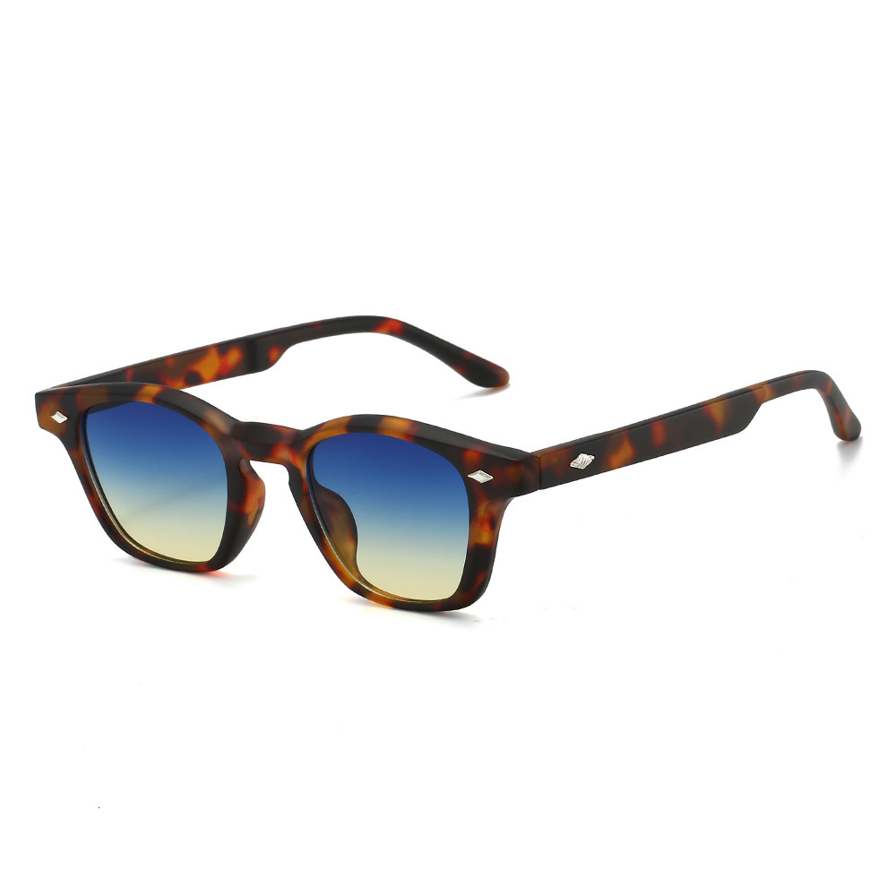 Cool Square Glasses European and American New Style Small Frame Single Beam Trendy Fashion Sunglasses with Studs