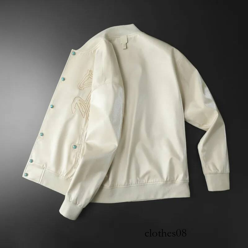 Minglu Baseball Collar Casual Men's Jackets High Quality Spring Autumn Horse Embroidery Male Coats Plus Size 5XL Man Overcoats