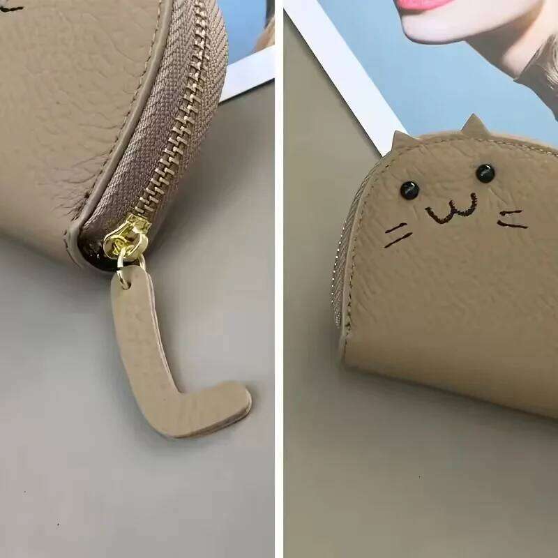 Cartoon Cat shaped design Wallet Women's Multi-card slots Cute Fashion Faux Leather Coin Purse Creative ID Card Holder C260304