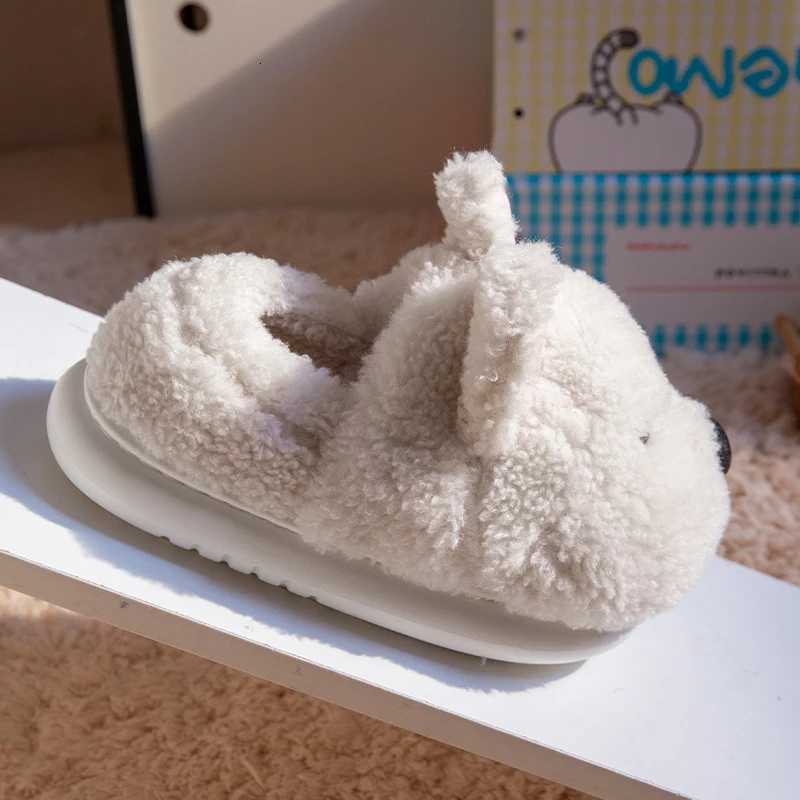Cute Dog Cotton Slippers for Women Spring and Autumn Indoor Non Slip Winter Warm Fur Home Slippers Soft Plush Men Slippers S260305