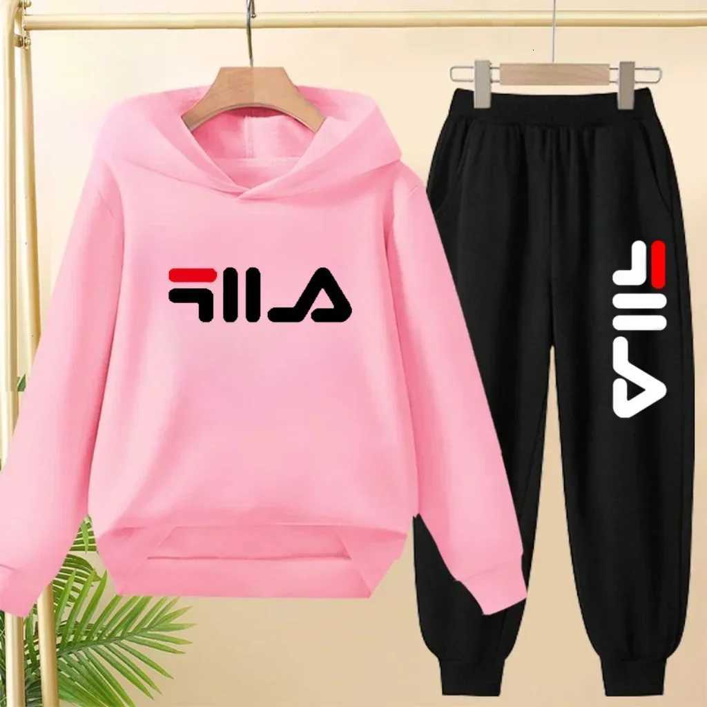 Kids Tracksuits 2Pcs, 2025 Best-selling Brand Print Hoodie & Pants Set, Boys & Girls Warm Casual Sportswear for Autumn Winter Daily OutdoorT260306