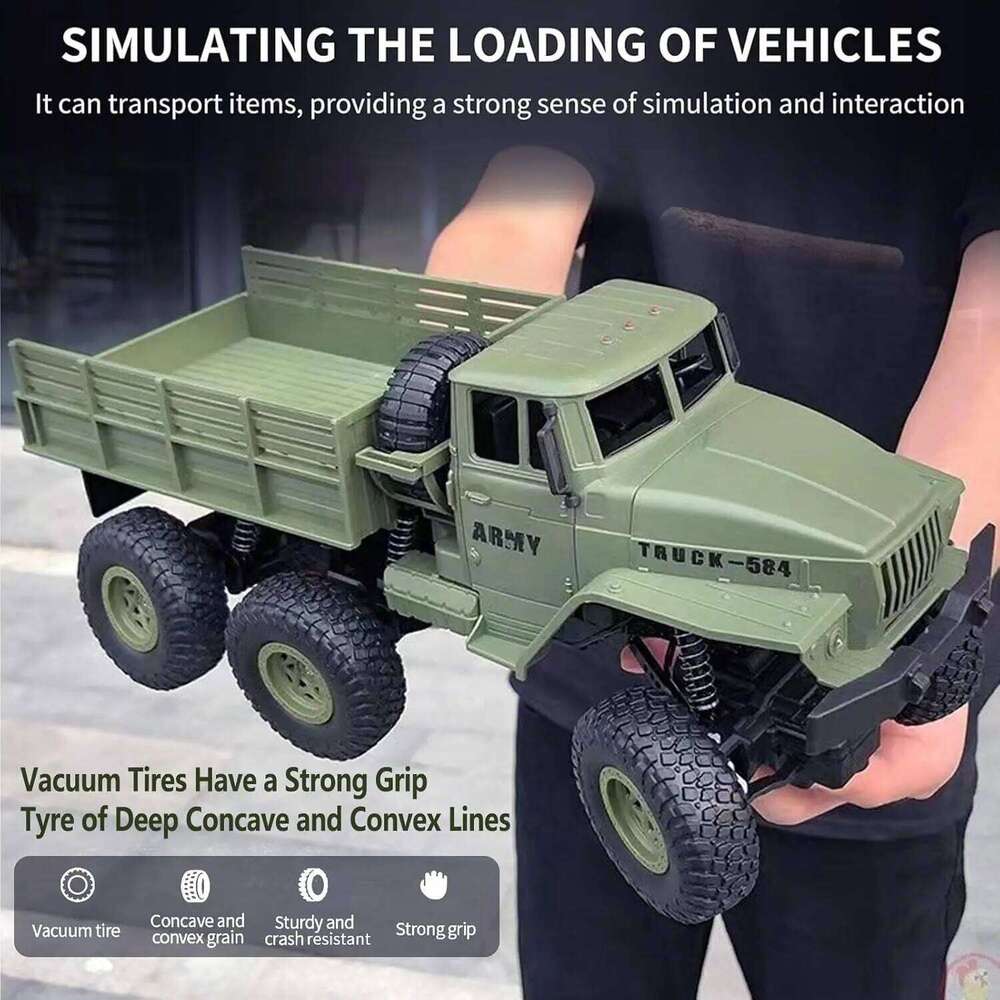 RC Military 6x6 Road Car 1/16 Scale Remote Control Truck 4WD All Terrain Rock Army Transport Vehicle Toy Ve C260305