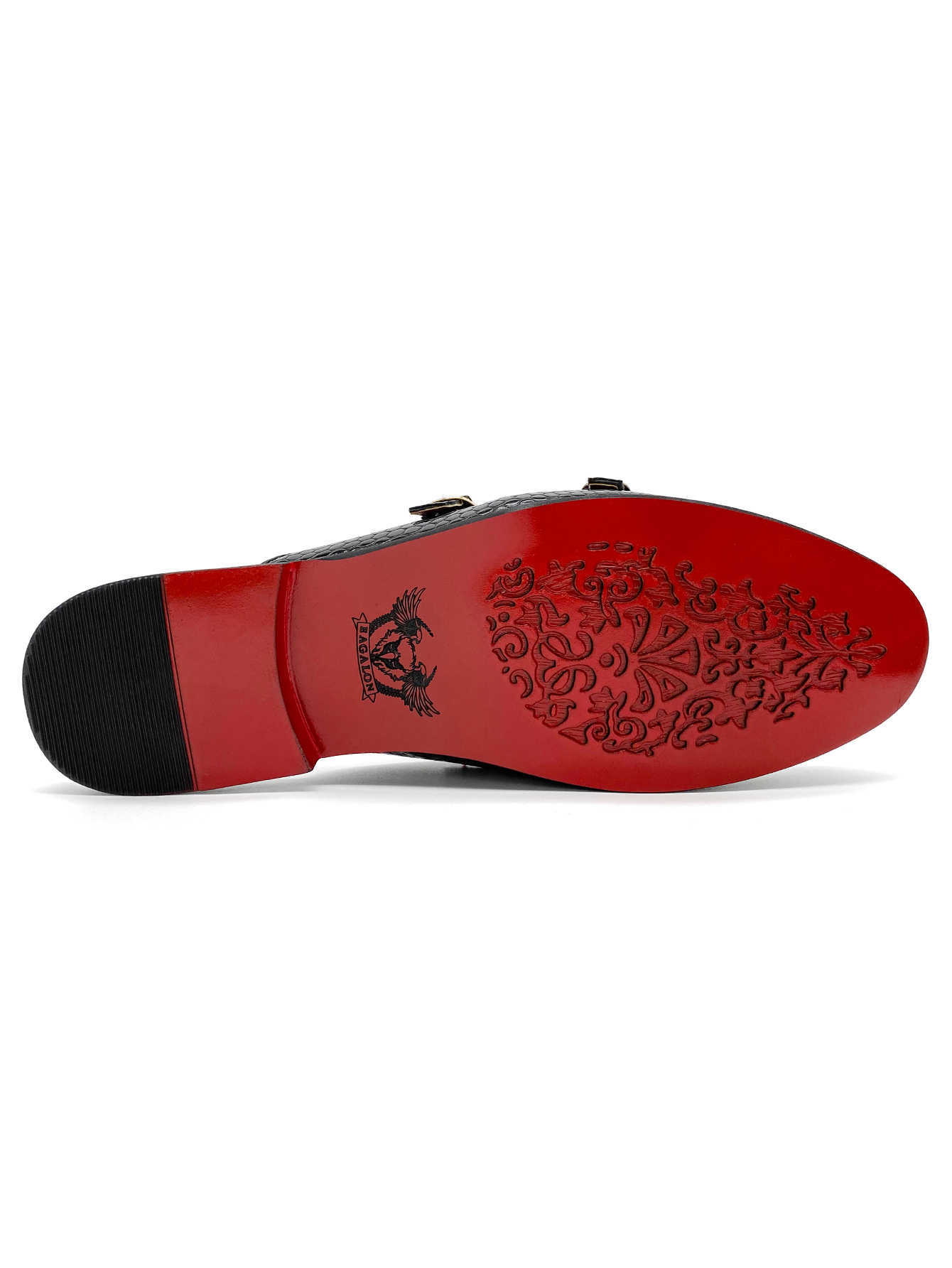 Men's Luxury Snakeskin Embossed Backless Loafers Golden Eagle Head Buckle Mules Red Sole Slip-on Casual Dress Slippers