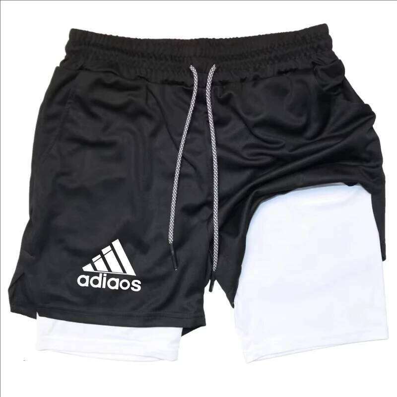 Men'S Compression Summer Gym Fitness Running Training Sports Two-In-One Mesh Breathable Quick-Drying Shorts