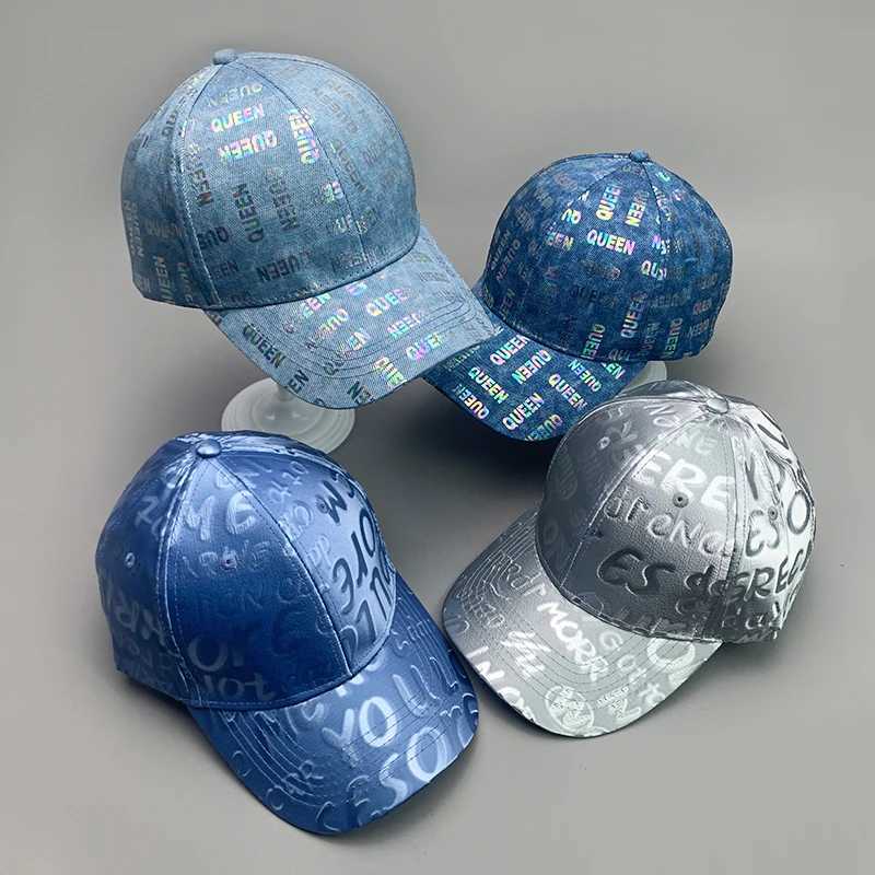 New Kpop Shiny Reflective Graffiti Letter Men Women Baseball Hats Cotton Comfortable Street Tie-dyed Fashion Sport Hip Hop Caps S260306