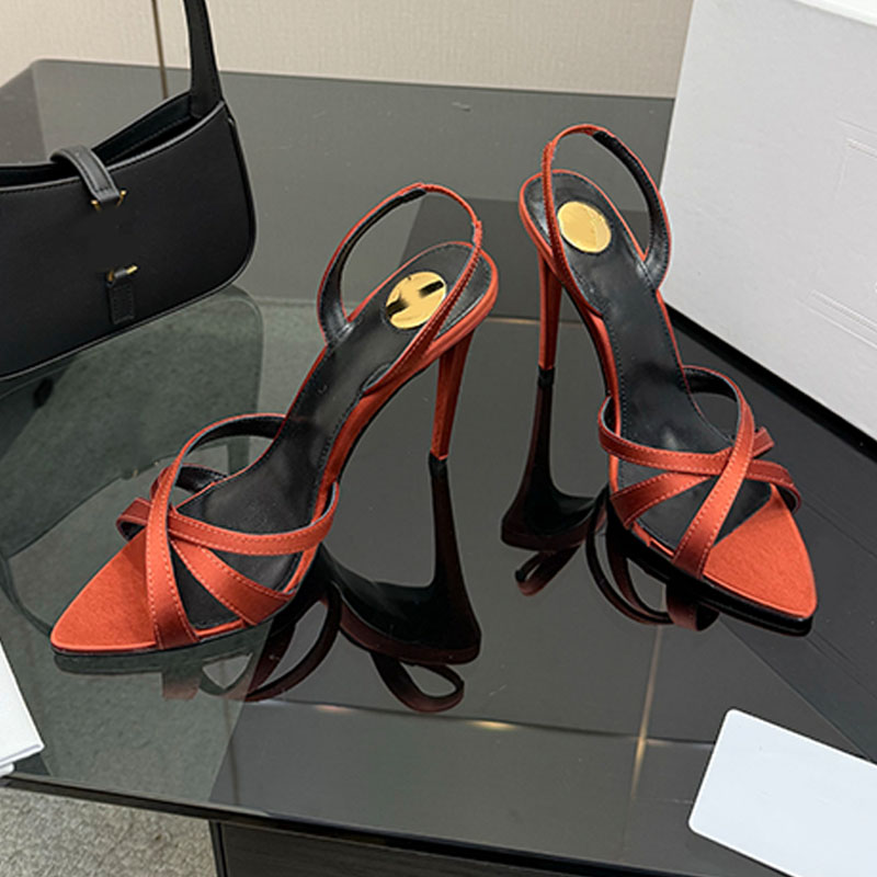 Womens Sexy Pointed Toe Satin Crepe KATE Sandals Fashion Festival style elasticized slingback strap high heeled crepe KATE sandal Made in ITALY