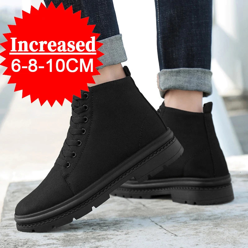 Men Boots Elevator Shoes Hidden Heels Canvas Heightening Shoes For Man Hidden Heels Increase Insole 10CM 8CM Sports Height Shoes 260305