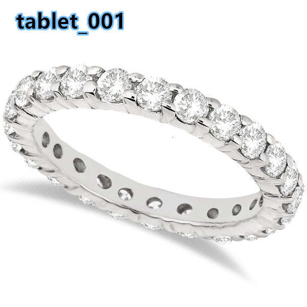 200ct White Gold Diamond Eternity Wedding Band Statement Ring with Cut Zircon Rhodium Plated Inlay Technology