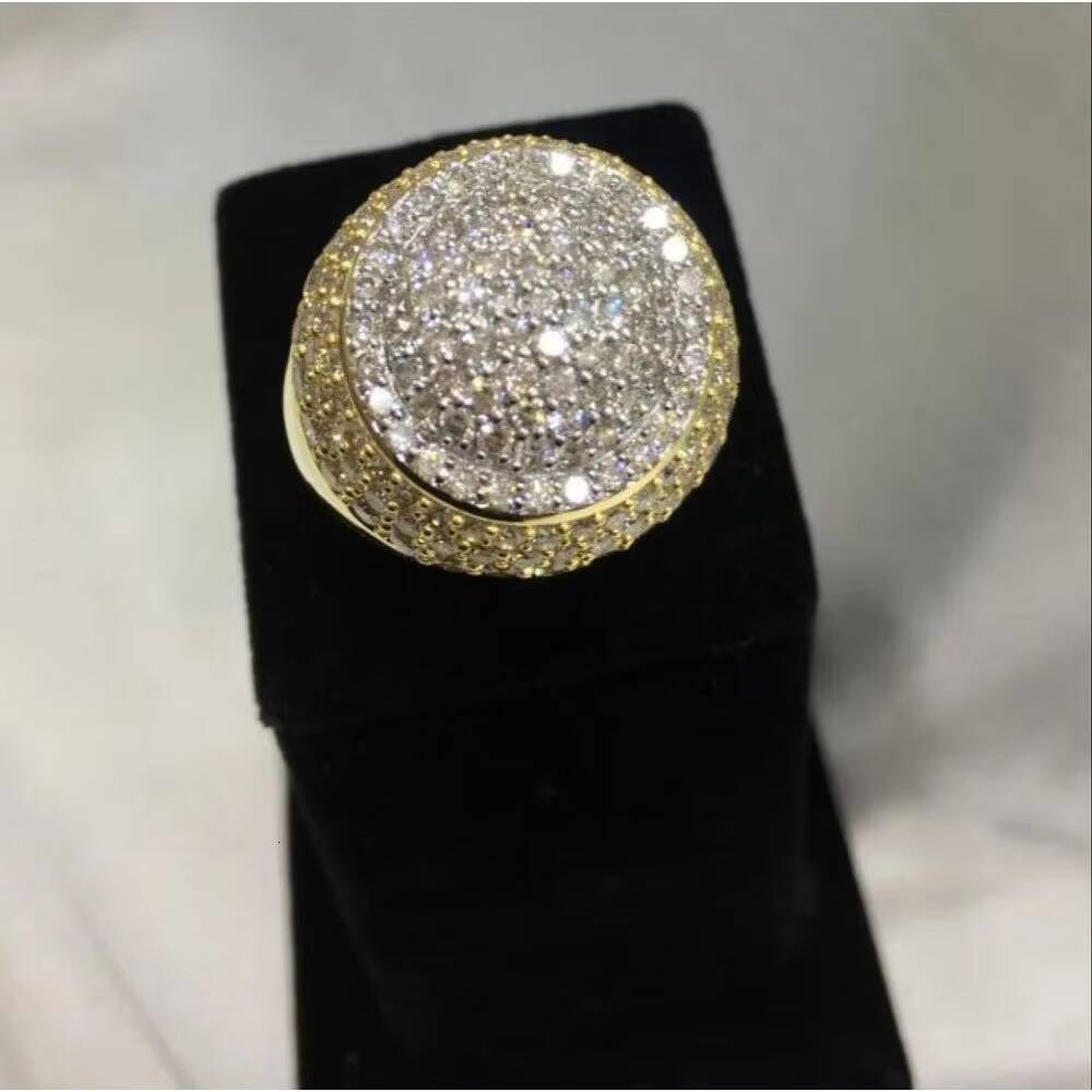 Mens Real Diamond Ring Retro Hip-hop Style Rose Gold Gold Plated Inlaid with Claw Setting Geometric Shape for Parties