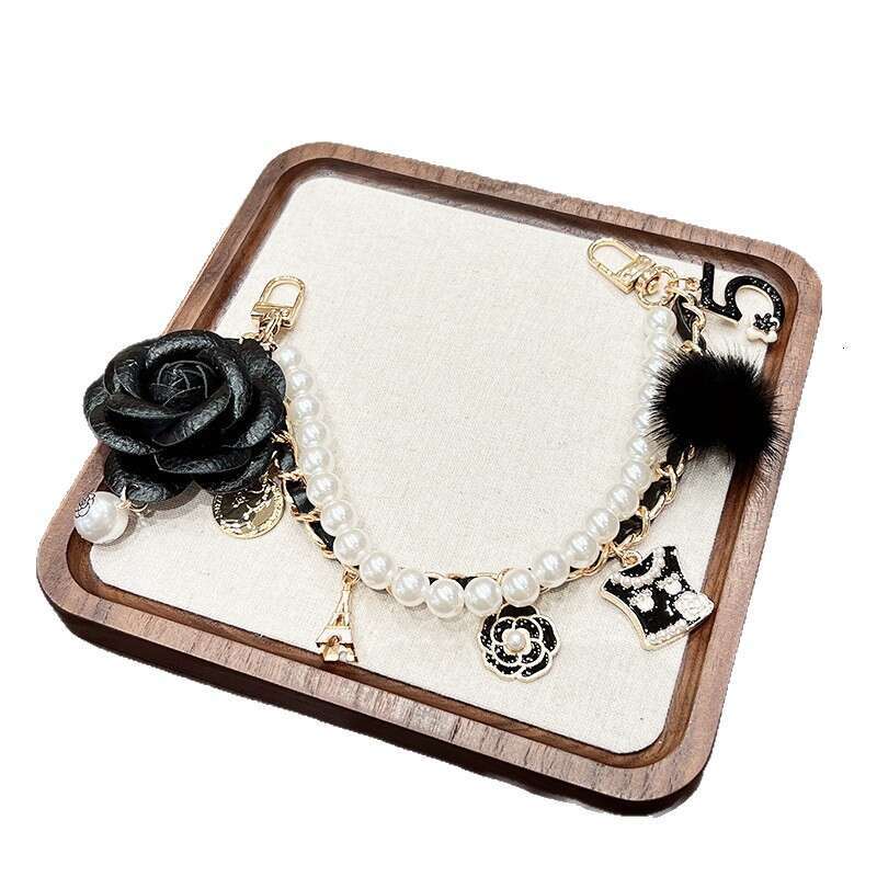 Fashion Mink Fur Leather Camellia Handbag Chain Internet Celebrity Hot Item Creative Exquisite Bag Pendant