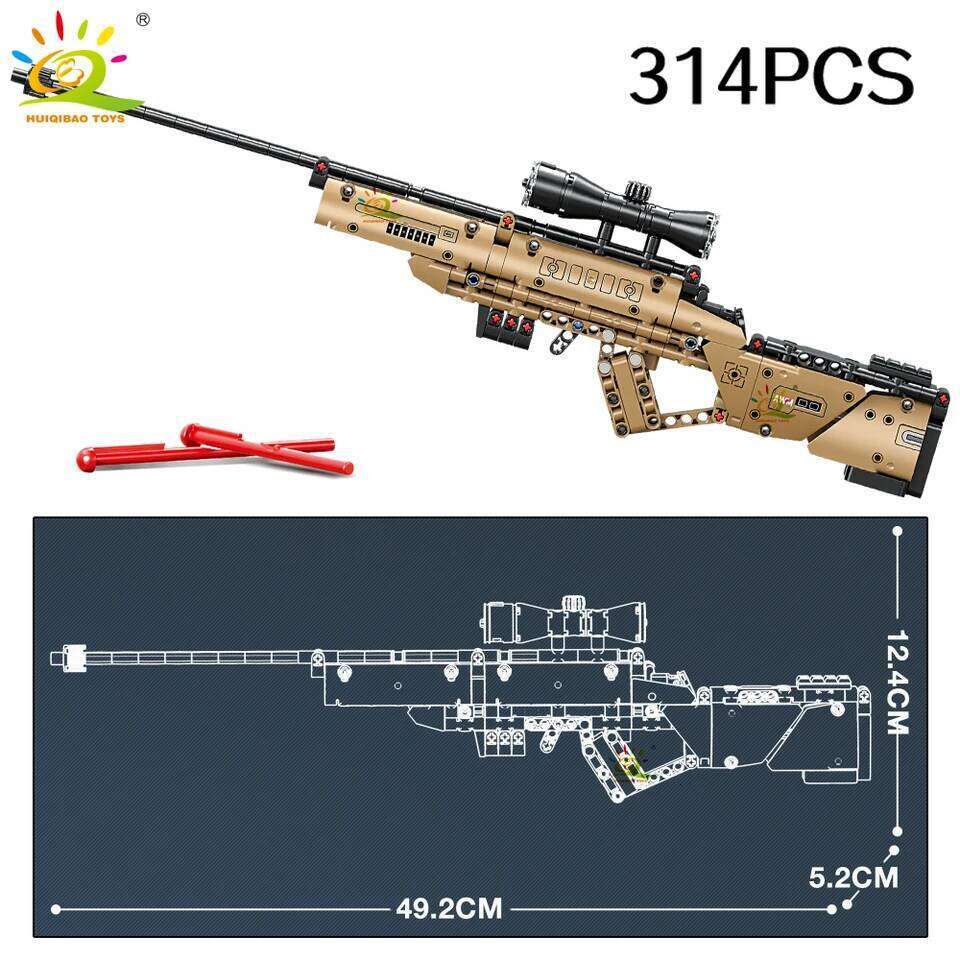 HUIQIBAO 98K AK47 Assault Rifle Model Blocks Military Army Weapon Pistol Building Block Imitation Gun Brick Toy for kid Z260306