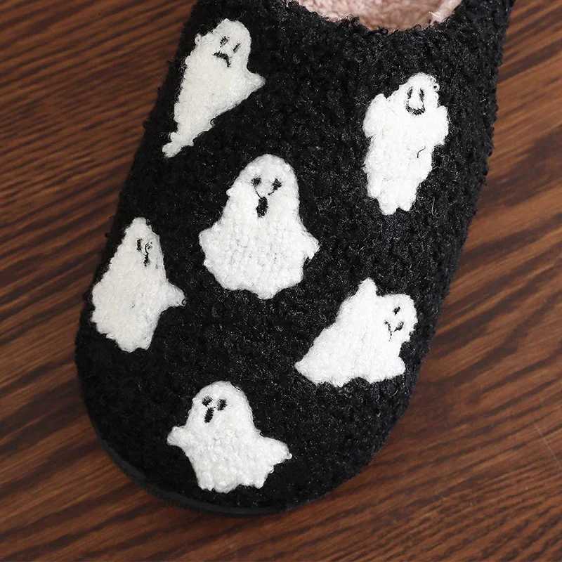 Halloween Ghost Cotton Slippers Home Flat Indoor Scream Slipper Non-slip Thickened Shoes Women Men Skull Slippers Halloween Gift S260305