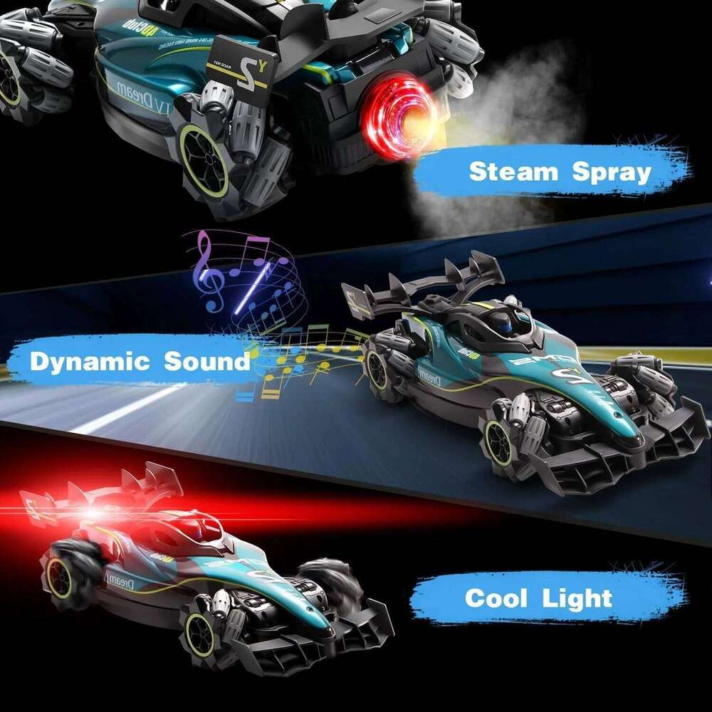 Y2 RC Car, Drift Car with Light Spray, 2.4Ghz 4WD 360 Remote Control Racing Stunt Cars Electric Toys Model Gifts for Kids Boys C260305