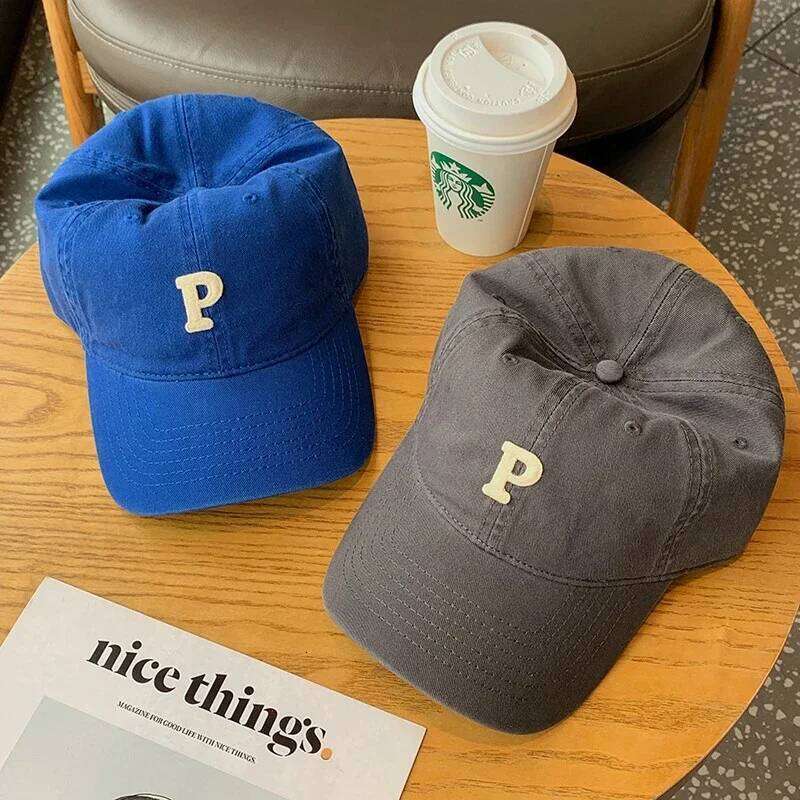 Letter P Embroidered hats Baseball Caps for Men and Woman's Adjustable Casual Cotton Sun Solid Color Visor Hats Y260304
