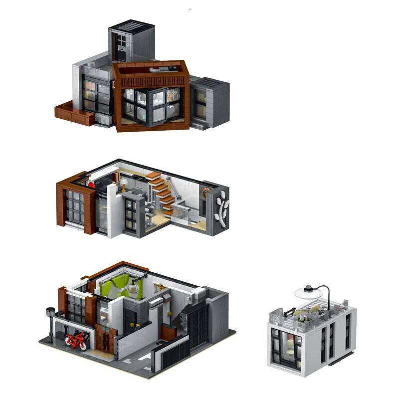 MOC-87366 Creative Modern Villa Modular City Architecture Building Block Bricks Model Street View Sets Kid Toy for Children Gift Z260306