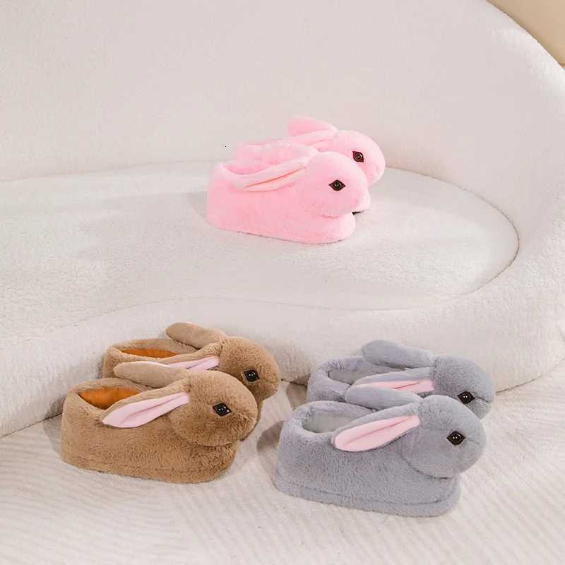 Cute Rabbit Slippers Women Cartoon Bunny Shoes Warm Faux Fur Soft Sole Girls Indoor Home Floor Slipper Funny House Footwear S260305