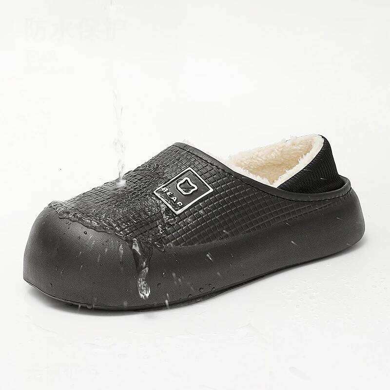 Litfun Winter Fluffy Women's Platform Soft Sole Waterproof Anti-slip Slides Plush Lining Warm Slippers For Women