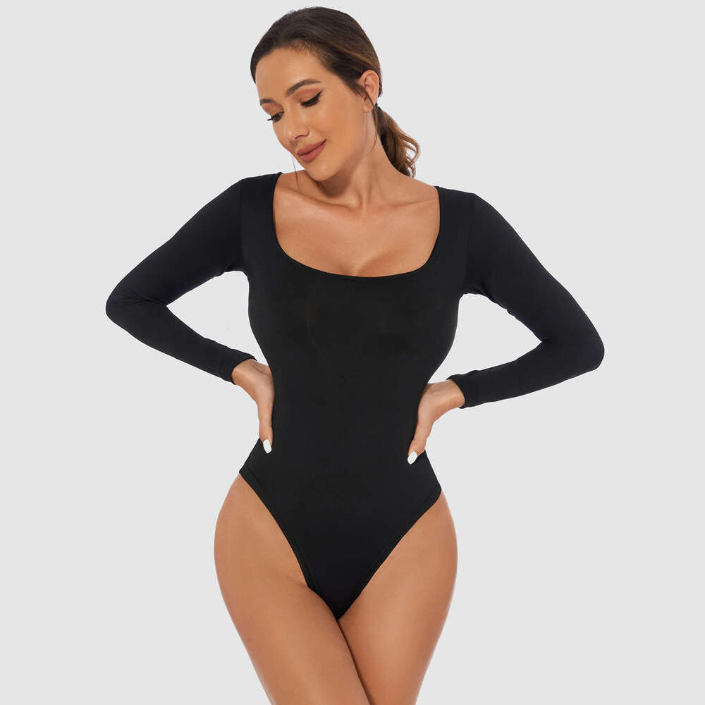 European and American Export Plus Size Slim Fit Base Shirt T-Shirt Long Sleeve Jumpsuit Women's Top