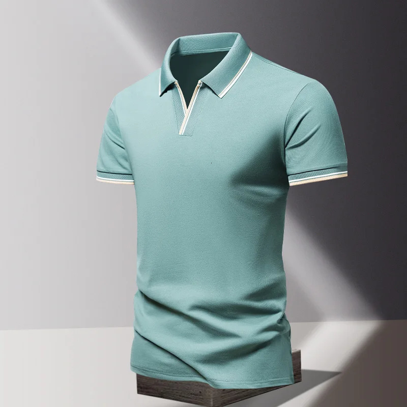 POLO shirt mens summer fashion ice silk quick drying short sleeved T-shirt solid color loose casual business collar top 260304