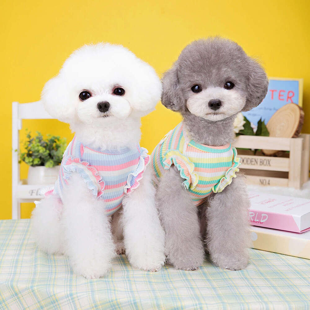 Pet Clothing Spring/Summer Wholesale Dress Dog Clothes New Apparel Dropshipping 23 Color Striped Floral Vest Bamubi