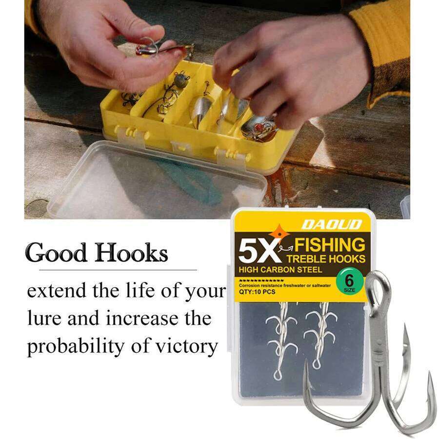 10Pcs/box 5X Strong Barbed Sharp Triple for Freshwater Saltwater Fishing 20Pcs/2Box 2#-10 # Treble Hook S260305